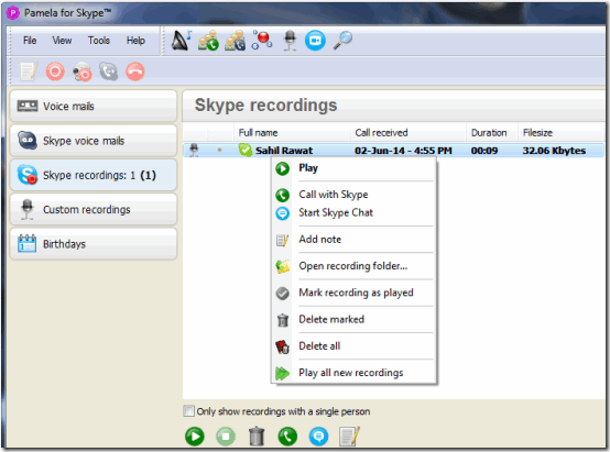 pamela recorder for skype